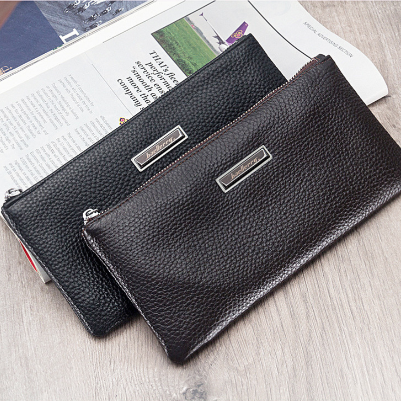 Men’s Genuine Leather Long Zipper Wallet