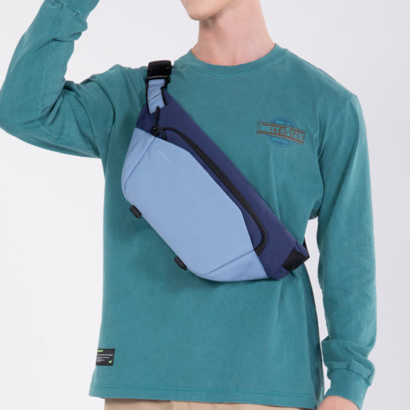 Men’s Large Capacity Lightweight Crossbody Bag With Front And Back Zippers