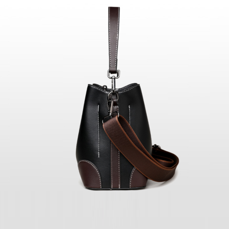 Retro Color-Block Women’s Bucket Bag