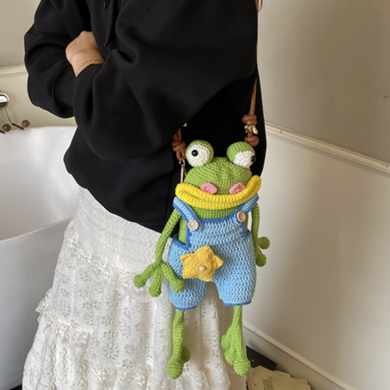 Handmade Frog Crossbody Bag