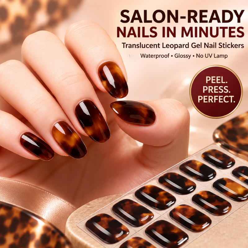 Glossy Tortoiseshell Leopard Nail Stickers