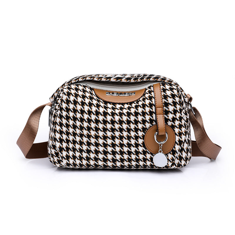 Casual Houndstooth Crossbody Bag