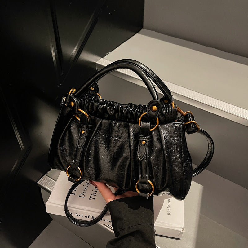 Vintage Ruched Leather Handbag