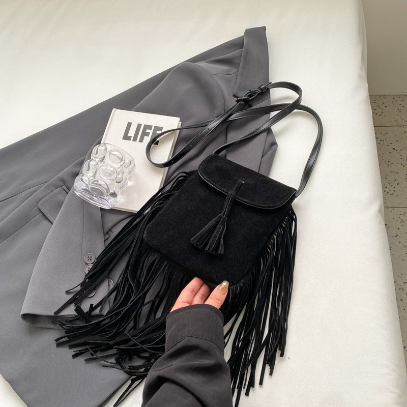 Suede Fringe Women’s Mini Crossbody Bag