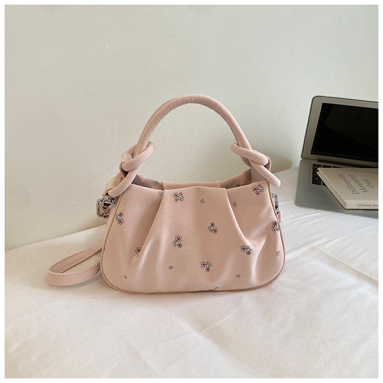 Pleated Floral Women’s Shoulder Bag