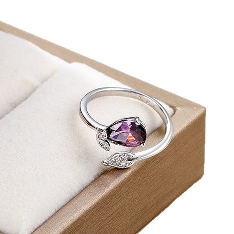 Purple Tulip Zircon Adjustable Ring