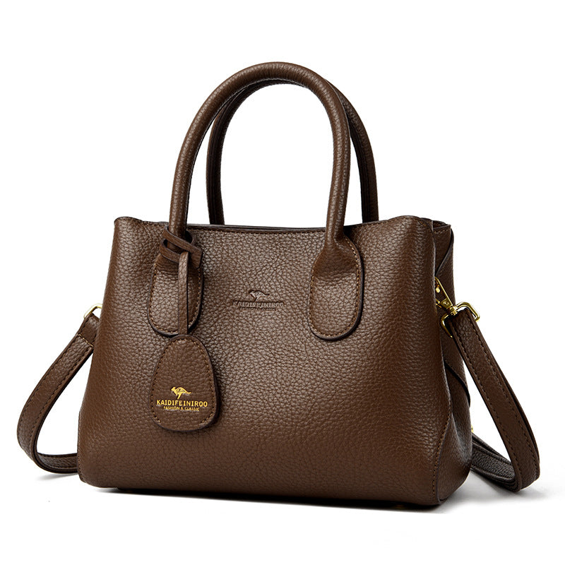 Retro PU Leather Large Capacity Commuter Handbag for Women