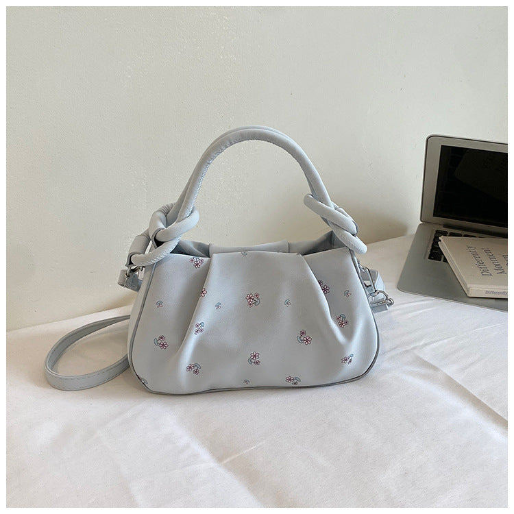 Pleated Floral Women’s Shoulder Bag