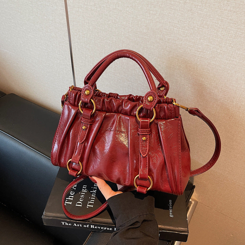 Vintage Ruched Leather Handbag