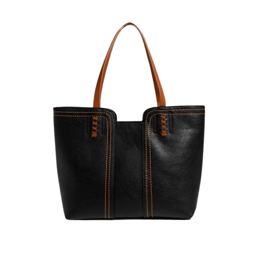 Retro Style PU Leather Commuter Tote Bag