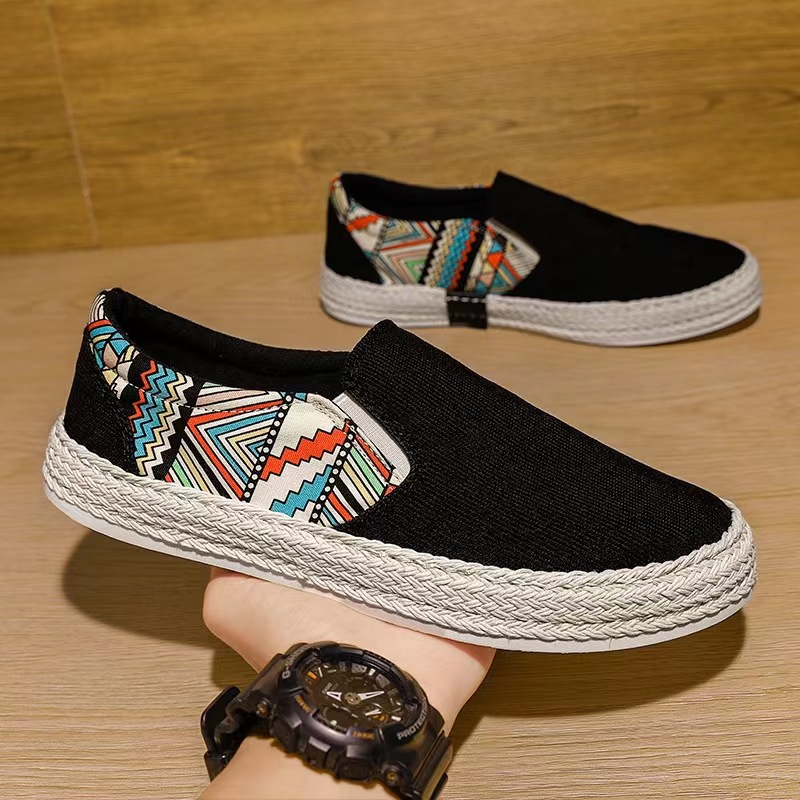 Men's Casual Geometric Print Slip-On Walking Loafers