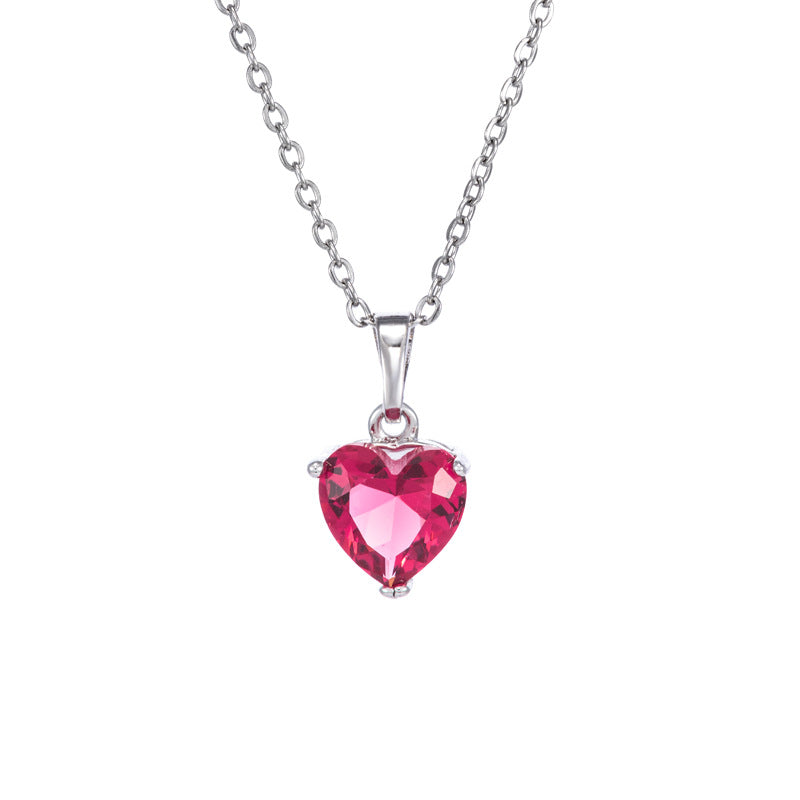 Colorful Gemstone Heart Clavicle Necklace