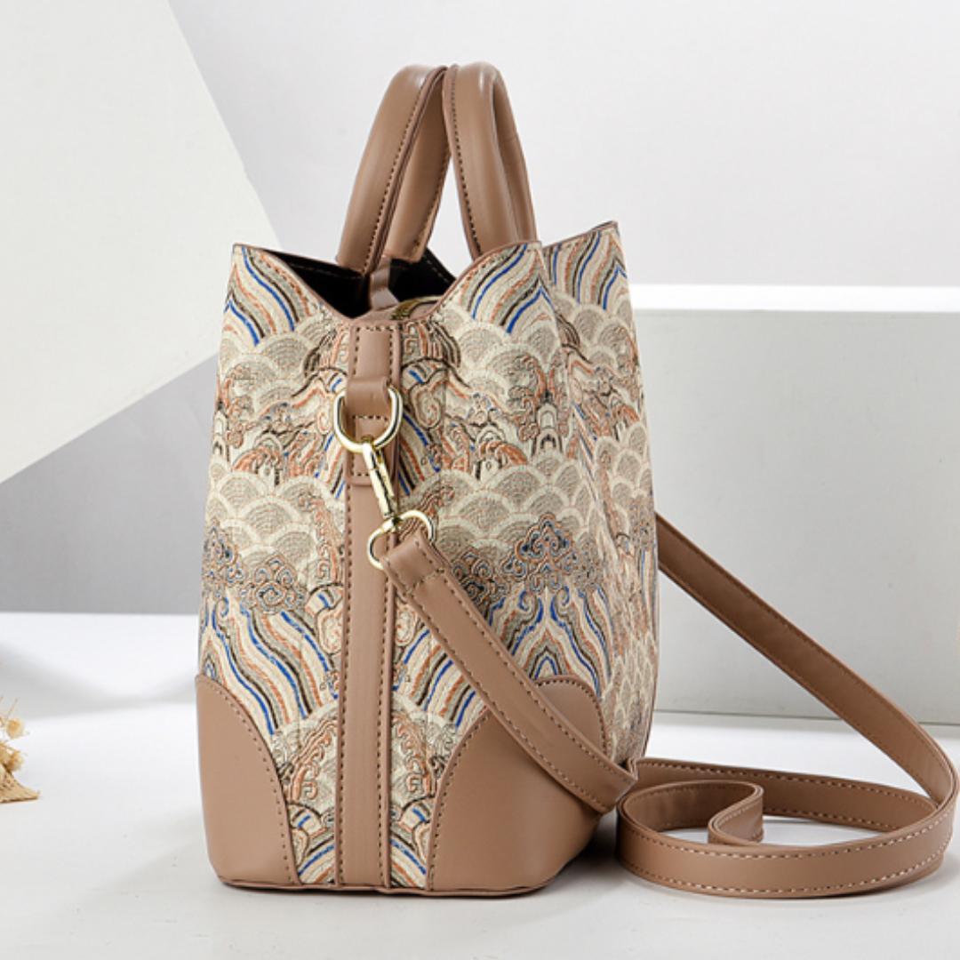 Printed   Textured Bucket Shoulder Bag