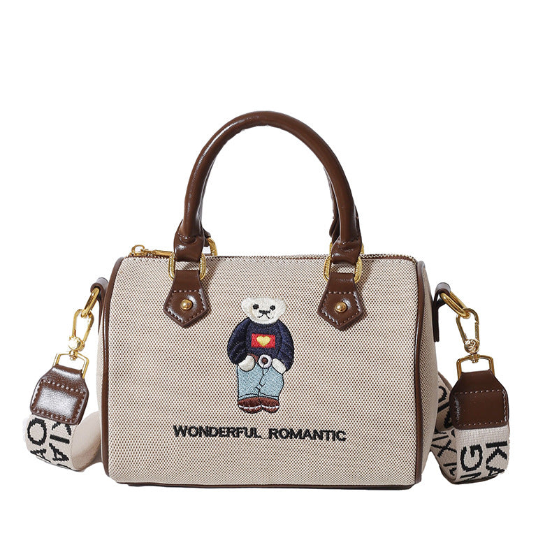 Modern Bear Embroidered Handbag