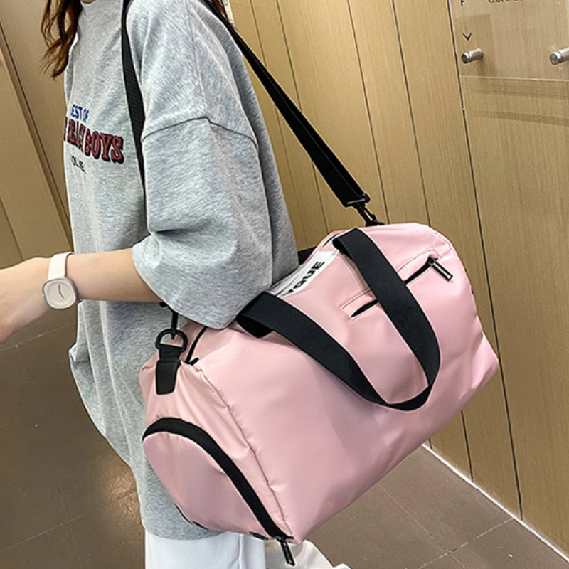 New Women's Oxford Cloth Fitness Bag with Independent Shoe Compartment