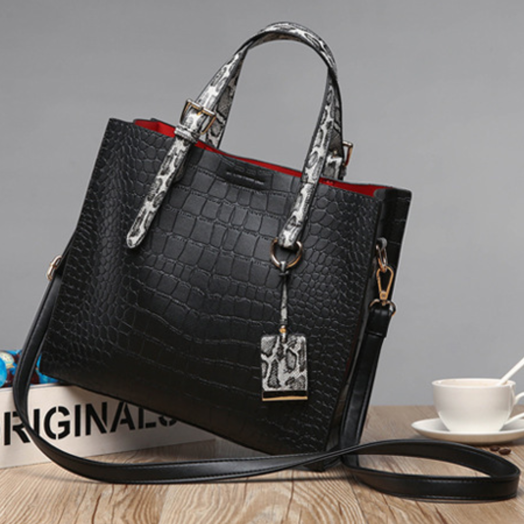 Crocodile Pattern  Shoulder Handbag with Pendant