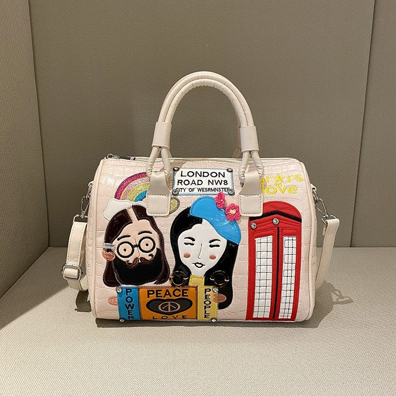 Embroidered Character Handbag