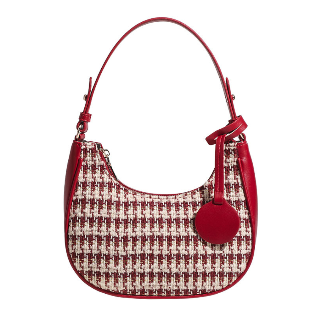 Stylish Houndstooth Women's Saddle Bag