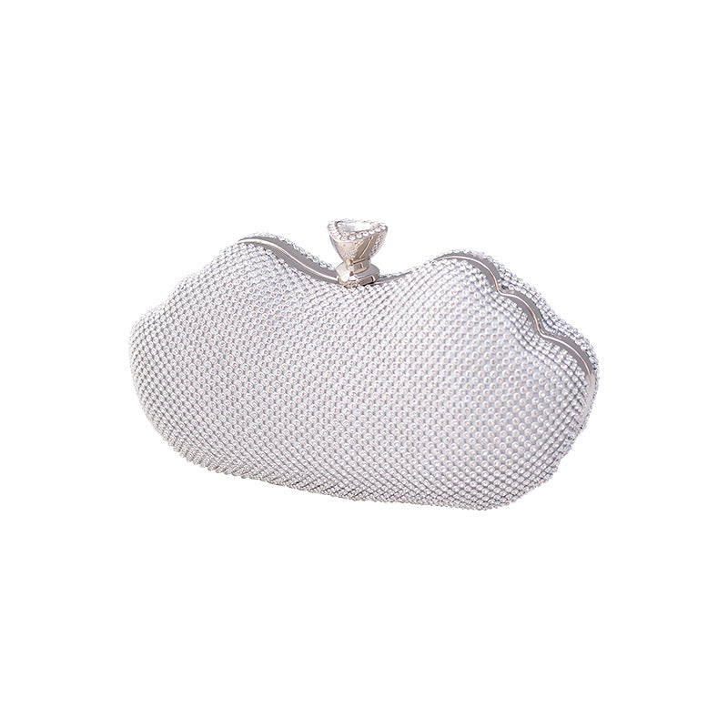 Glimmering Rhinestone Scallop Clutch Bag