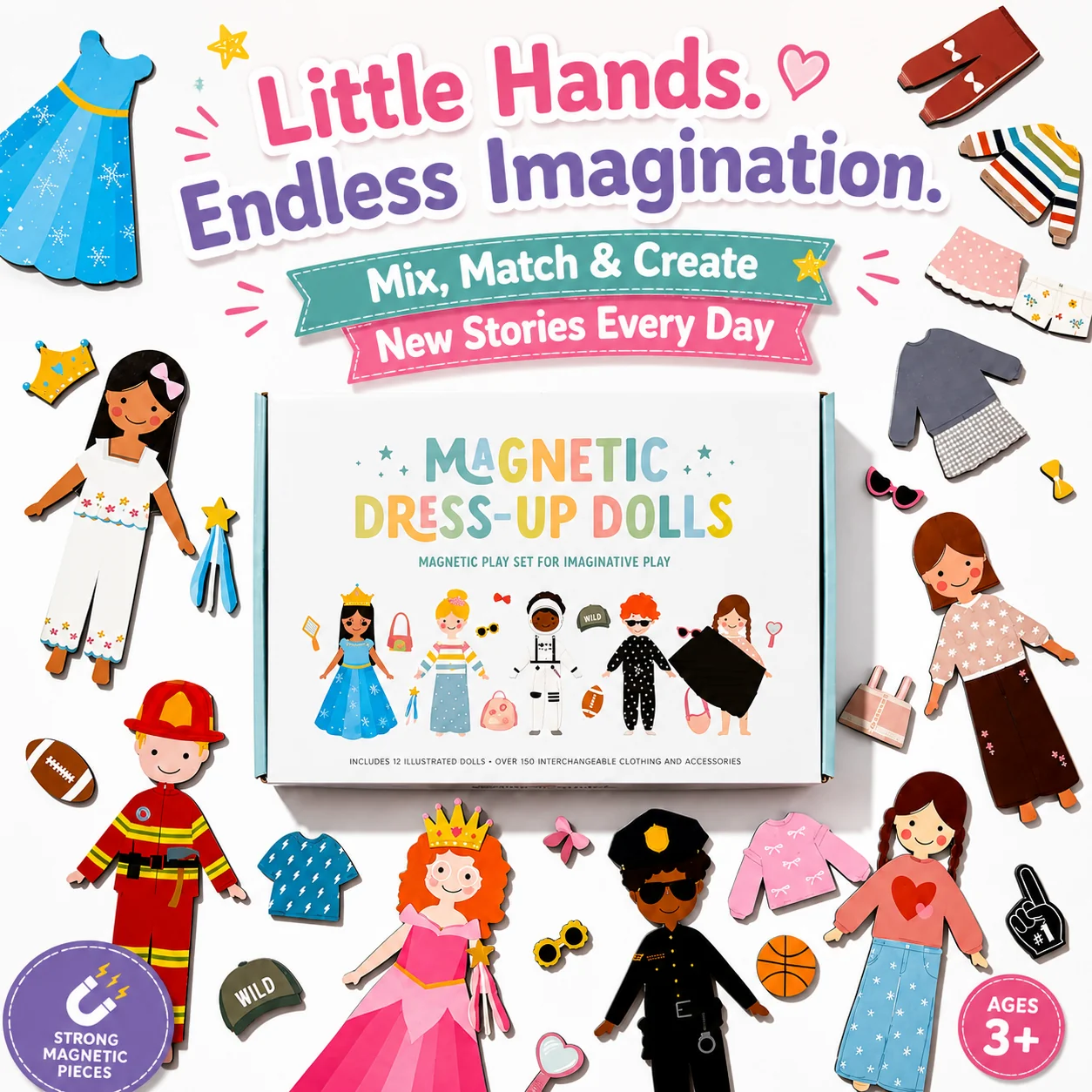 Cute Magnetic Dress-Up Doll Set for Kids