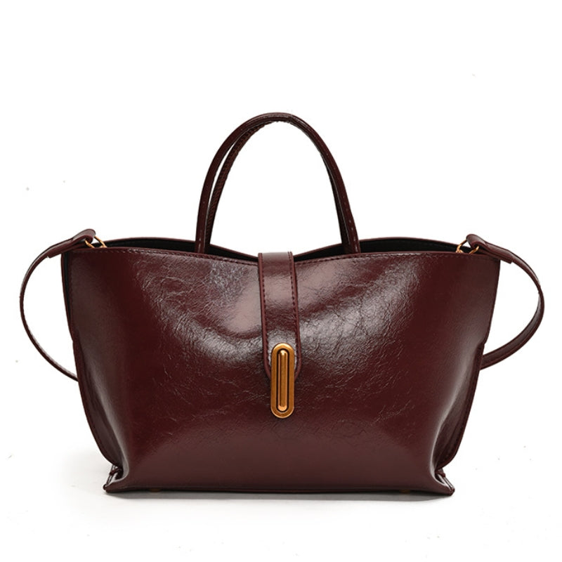 Women's Sleek Glossy Vegan Leather Handbag
