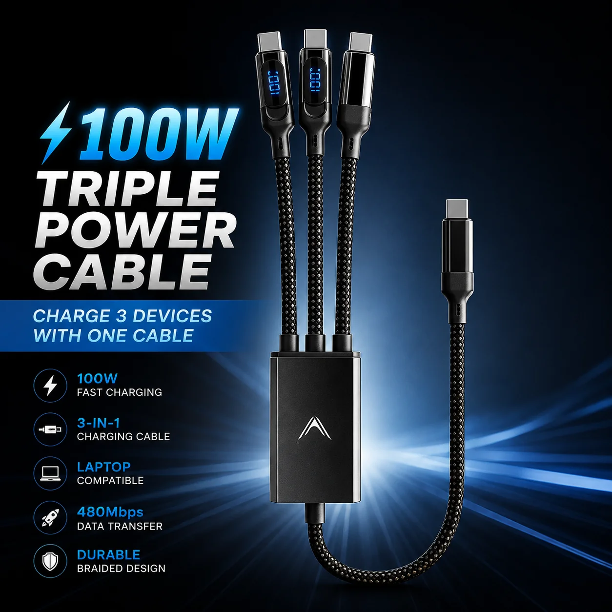 Hydra™ 100W Triple Power Cable