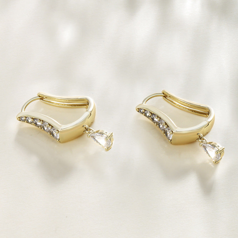 Exquisite U-Shaped Diamond-Set Earrings